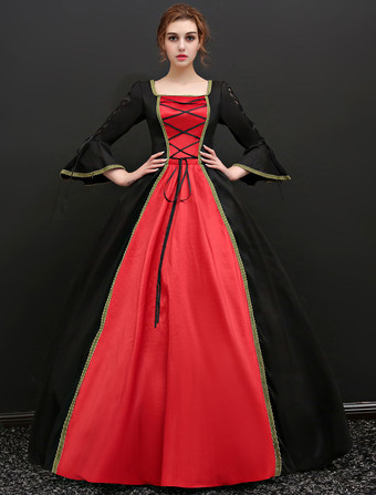 中世 ドレス 女性用 プリンセス 貴族ドレス ブラック 長袖 バロック風 マルディグラ レトロ ヨーロッパ 宮廷風 中世 ドレス・貴族ドレス