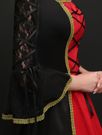 中世 ドレス 女性用 プリンセス 貴族ドレス ブラック 長袖 バロック風 マルディグラ レトロ ヨーロッパ 宮廷風 中世 ドレス・貴族ドレス