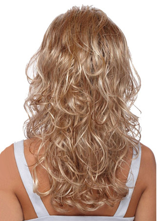 ロングウィッグ　ゴールド　化学繊維　ふわっとした髪　外出　カーリー　シック＆モダン　