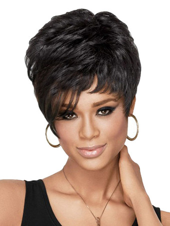 Black Short Wigs African American Curly Tousled Women's Synthetic Wigs