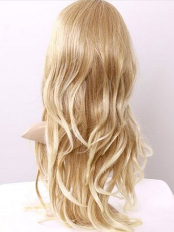 ロングウィッグ　ゴールド　化学繊維　ふわっとした髪　外出　カーリー　シック＆モダン　