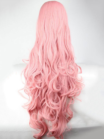 ハロウィンウィッグ　サーモンピンク　カーリー　女性用　シック＆モダン　ハロウィン　化学繊維　