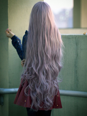 ハロウィンウィッグ　ラベンダー　カーリー　化学繊維　シック＆モダン　ハロウィン　女性用　