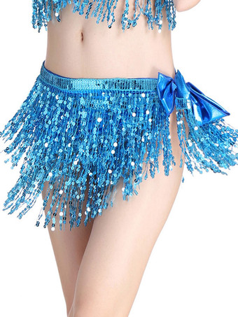 レイクブルー ダンス衣装　ベリーダンス　ポリエステル　パフォーマンス　大人用　女性用　ウエストチェーン　無地　ベリーダンサー　