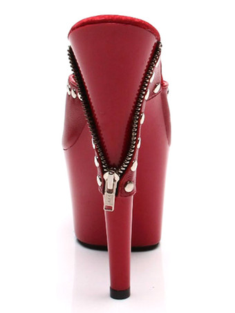 セクシーサンダル　ピープトゥ　人工皮革　スティレットヒール　シック＆モダン　