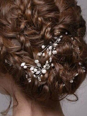 Wedding Hairpin Headpieces Pearls Rhinestones Transparent Bridal Hair Accessories 2 Pcs