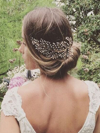 ウェディング　ヘアアクセサリー　髪飾り　頭飾り　ヘッドピース　ヘッドドレス　大人用　パール　アイボリー　合金　