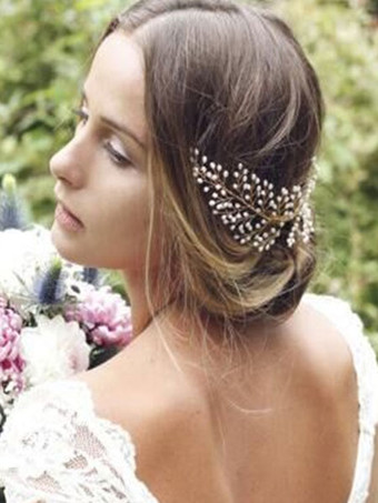 ウェディング　ヘアアクセサリー　髪飾り　頭飾り　ヘッドピース　ヘッドドレス　大人用　パール　アイボリー　合金　