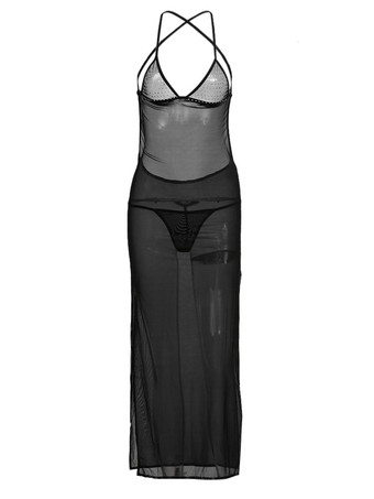 ベビードール　ブラック　ドレス&パンティ　ナイロン　スプリット　ストレッチ性　インドア　セクシー　大人用　