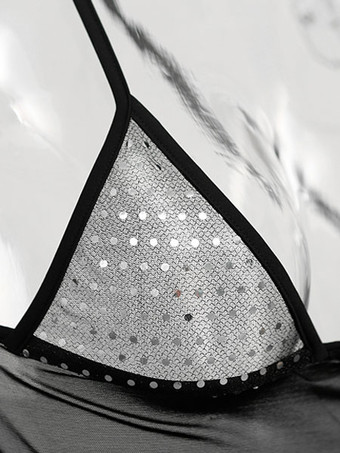 ベビードール　ブラック　ドレス&パンティ　ナイロン　スプリット　ストレッチ性　インドア　セクシー　大人用　