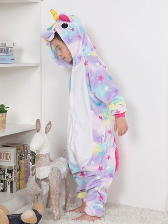 Unicorn Kigurumi Pajamas Dreaming Star Unicornio Onesie For Kids Winter Sleepwear Mascot Animal Halloween Costume