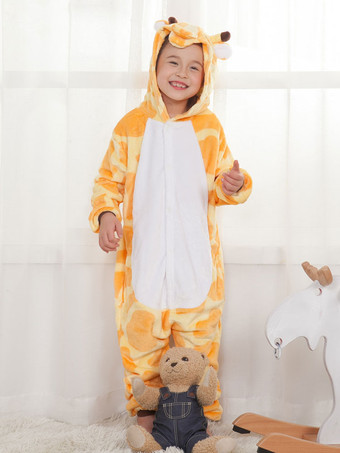 Halloween Kostüm Kigurumi Pyjama in Gelb Flanell Waldtier Unisex Overall Faschingskostüme