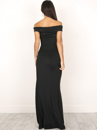 マキシワンピース ピンク オフショルダー ロング 綿混紡 スプリット シェイプアップ レディースワンピース