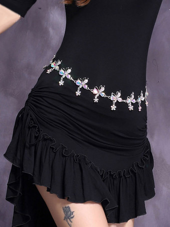 ベリーダンス衣装　シルバー　大人用　ウエストチェーン　女性用　カラーブロック　