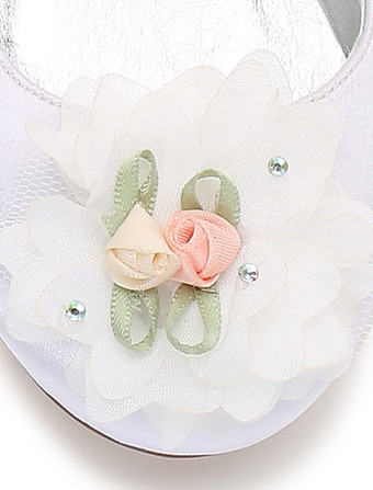 子供フォーマルシューズ　丸いつま先　ガールズ用　シルクとサテン　エレガント　