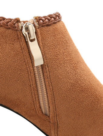 ハイヒール ブーティ レディース シューズ ブラウン ポインテッドトゥ ボウ ショート ブーティ