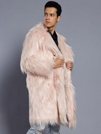 上着　コート/ジャケット　メンズファッション　シック＆モダン　折り襟　無地　フェイクファー　