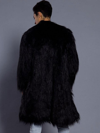 上着　コート/ジャケット　メンズファッション　シック＆モダン　折り襟　無地　フェイクファー　