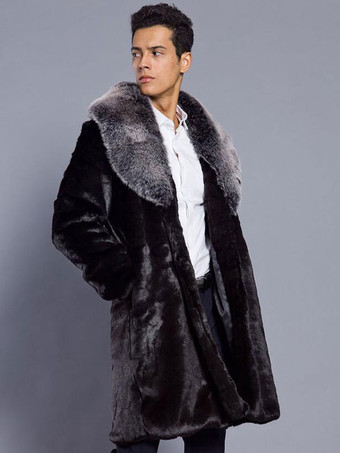 上着　コート/ジャケット　メンズファッション　ブラック　シック＆モダン　折り襟　2カラーブロック　フェイクファー　