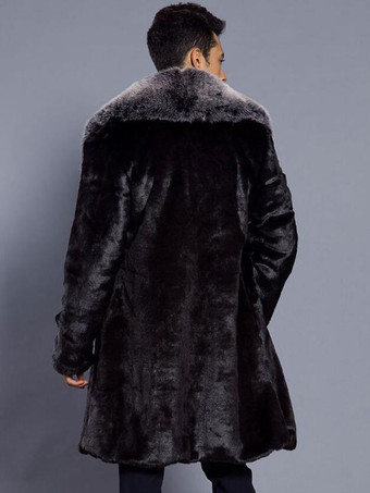 上着　コート/ジャケット　メンズファッション　ブラック　シック＆モダン　折り襟　2カラーブロック　フェイクファー　