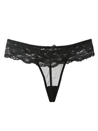 Black Lace Panties Bows Sexy Thong For Women - Milanoo.com