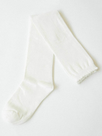 アイボリー ロリィタ靴下 ニーハイソックス ロリィタアクセサリー コットン 無地　クラシック＆トラディション