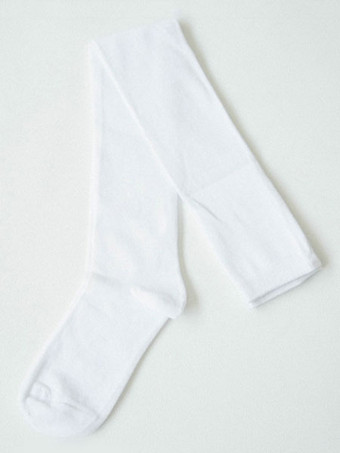 ホワイト ロリィタ靴下 ニーハイソックス ロリィタアクセサリー コットン 無地　クラシック＆トラディション