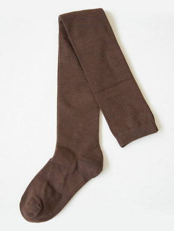 チョコレートロリィタ靴下 ニーハイソックス ロリィタアクセサリー コットン 無地　クラシック＆トラディション
