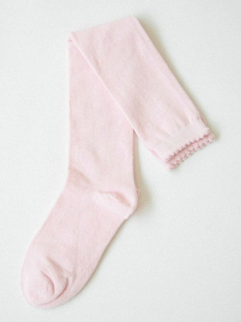 ソフトピンクロリィタ靴下 ニーハイソックス ロリィタアクセサリー コットン 無地　クラシック＆トラディション