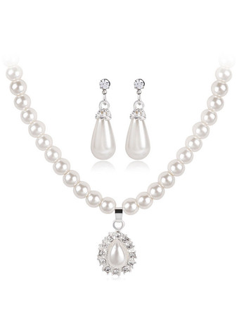 Свадебные ювелирные изделия Комплект Ожерелье из жемчуга из слоновой кости с бриллиантами