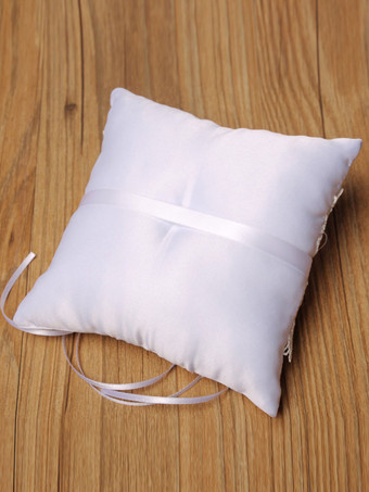 Ring Bearer Kissen Spitze White Satin Ribbons Hochzeit Kissen