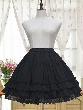 ブラック ホワイトロリータペチコートネバーランドフリルフリルレイヤードシフォンロリータクリノリン