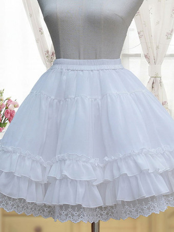 ホワイトロリータペチコートネバーランドフリルフリルレイヤードシフォンロリータクリノリン