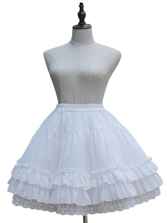 ホワイトロリータペチコートネバーランドフリルフリルレイヤードシフォンロリータクリノリン