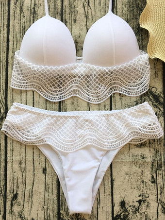 ホワイトビキニ水着　2025　ホルター　ローウェスト　レディースビーチ水着