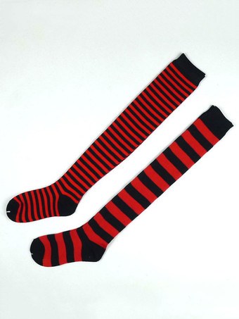 ルビーレッドロリィタ靴下　アクセサリー　コットン　クラシック＆トラディション　ストライプ　