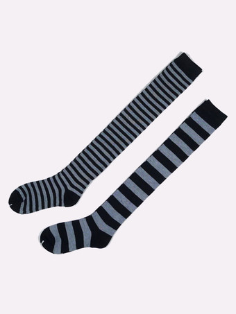 グレイロリィタ靴下　アクセサリー　コットン　クラシック＆トラディション　ストライプ　