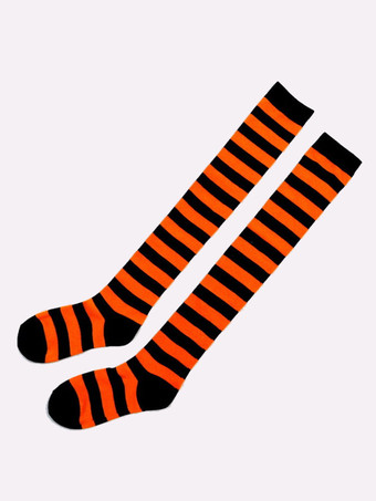 オレンジロリィタ靴下　アクセサリー　コットン　クラシック＆トラディション　ストライプ　
