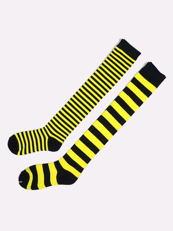 イエローロリィタ靴下　アクセサリー　コットン　クラシック＆トラディション　ストライプ　