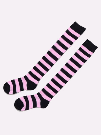 ピンクロリィタ靴下　アクセサリー　コットン　クラシック＆トラディション　ストライプ　