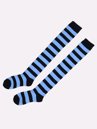 レイクブルー ロリィタ靴下　アクセサリー　コットン　クラシック＆トラディション　ストライプ　