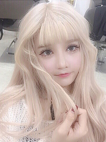ロリータかつら エクステンション ライトゴールド 耐熱ファイバー カジュアル スウィート ウィッグ　