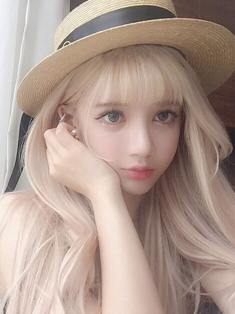 ロリータかつら エクステンション ライトゴールド 耐熱ファイバー カジュアル スウィート ウィッグ　