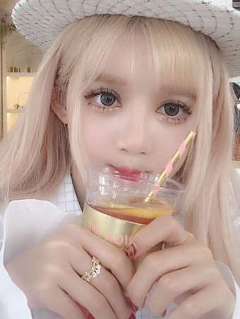 ロリータかつら エクステンション ライトゴールド 耐熱ファイバー カジュアル スウィート ウィッグ　