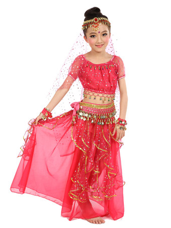 ベリーダンス衣装 コスチューム イエロー シフォン アラビアン 衣装ノースリー ブインド ボリウッドダンスコスチューム