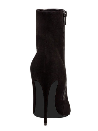 ブーティ ハイヒール スエード ポインテッド トゥ アンクル ブーツ ジッパー付き 女性 ブラック