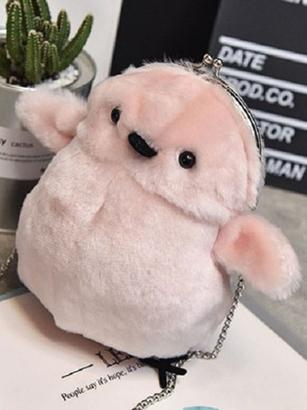 ロリィタバッグ　スウィート　ショルダーバッグ　フェイクファー　動物柄　金属飾り　