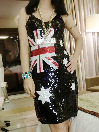 ブラック ダンス衣装　ヒップホップ　大人用　ライクラ・スパンデックス　グリッター　女性用　パフォーマンス　