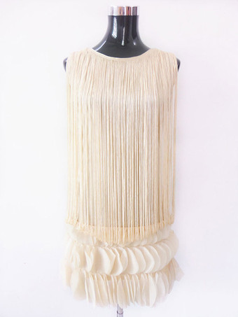 アプリコットラテンダンス衣装　女性用　パフォーマンス　ラテンダンサー　無地　ライクラ・スパンデックス　大人用　ドレス　