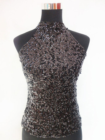 ディープブラウンダンス衣装　ラテンダンス　ラテンダンサー　女性用　大人用　ライクラ・スパンデックス　パフォーマンス　無地　ベスト　